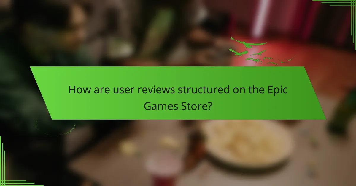 How are user reviews structured on the Epic Games Store?